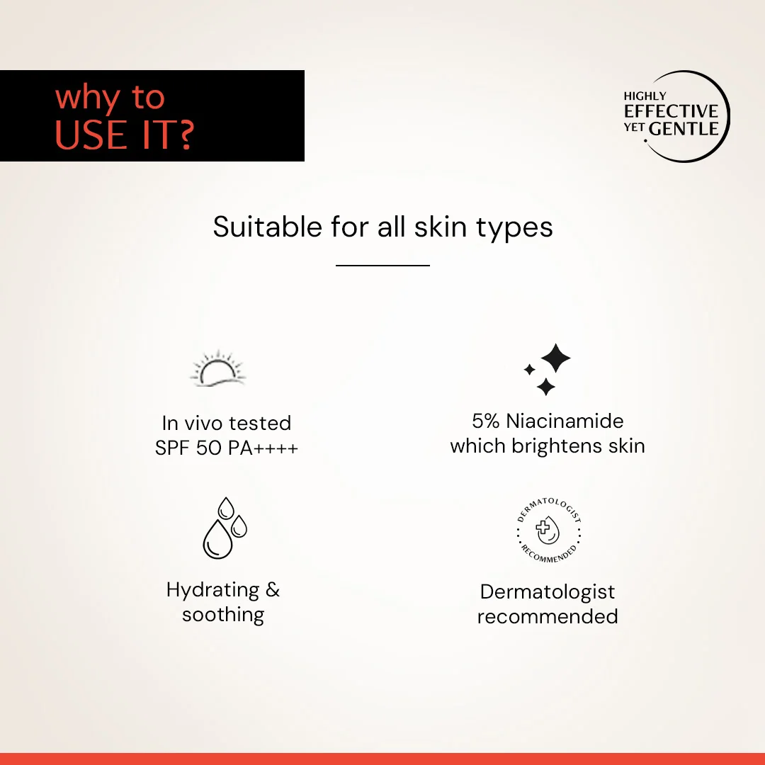 Fluid Brightening Sunscreen SPF 50+ PA++++ | Lightweight, Water-Resistant, No White Cast | For All Skin Types | 50g - Image 3
