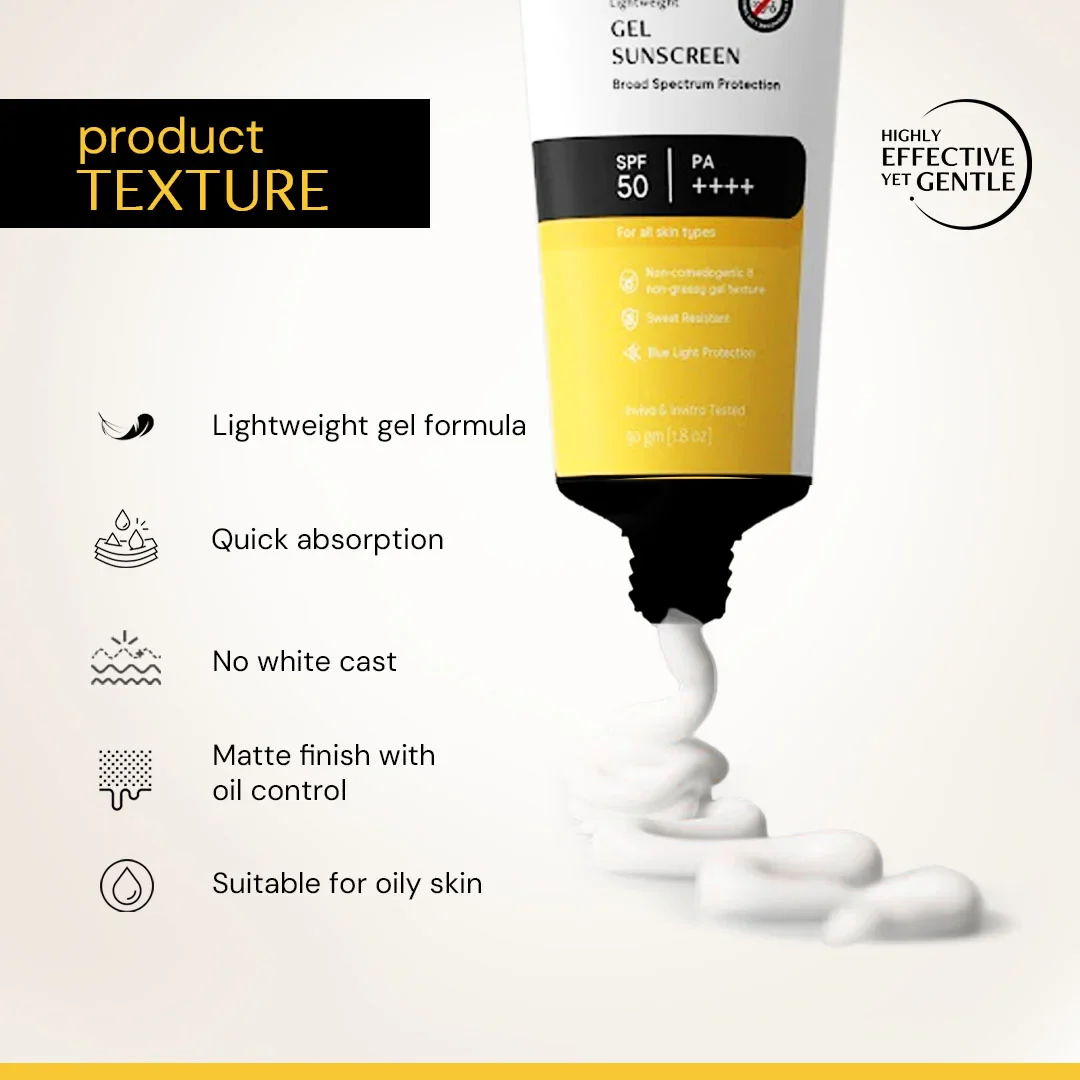 Gel Sunscreen for Oily Skin - SPF 50 PA++++ | 100% Photostable Sunscreen with 4 New Gen UV Filters | Long Lasting | Lightweight, Airy, Non-greasy | In-Vivo Tested - Image 3