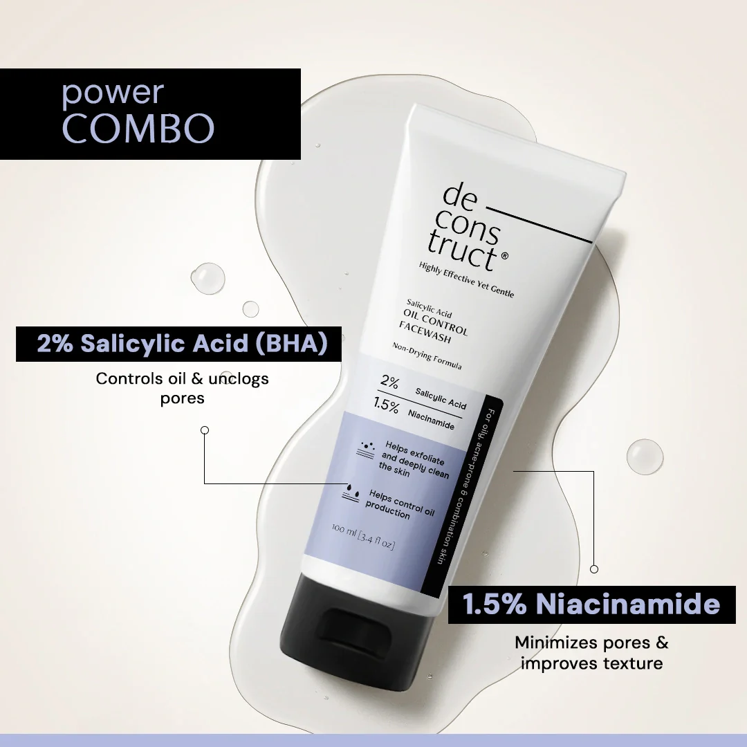 Salicylic Acid Oil Control Face Wash | 2% Salicylic acid + 1.5% Niacinamide |  Non-drying & Cooling - Image 3